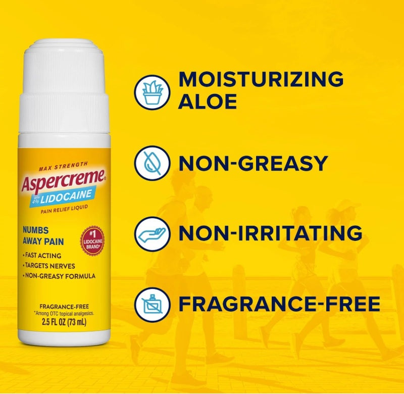 Aspercreme roll-on benefits moisturising aloe non-greasy fragrance free