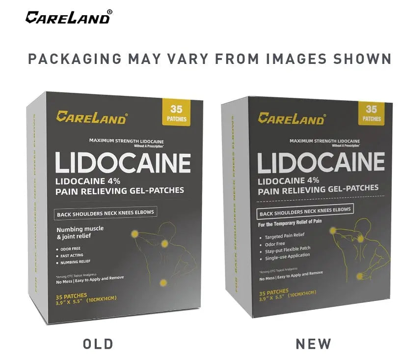 CARELAND 4% Lidocaine Gel Patch 35 Count | Maximum Strength Relief - URZ TRADE