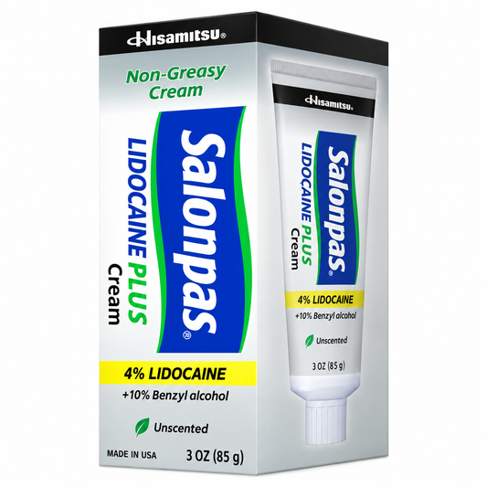 Salonpas Lidocaine Plus Cream 85g box and tube