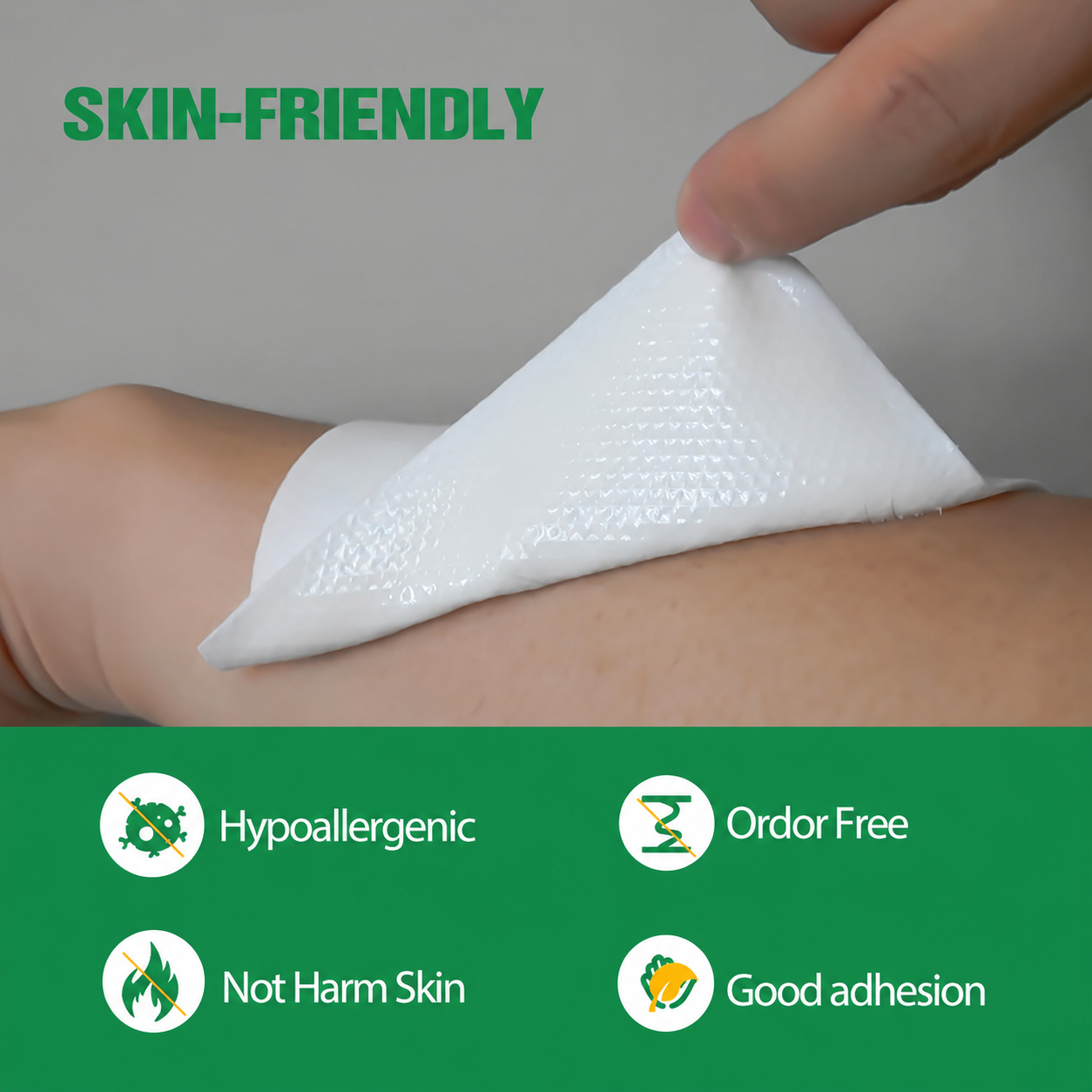 Skin-friendly CARELAND gel patch with an unscented, flexible design for comfortable application.