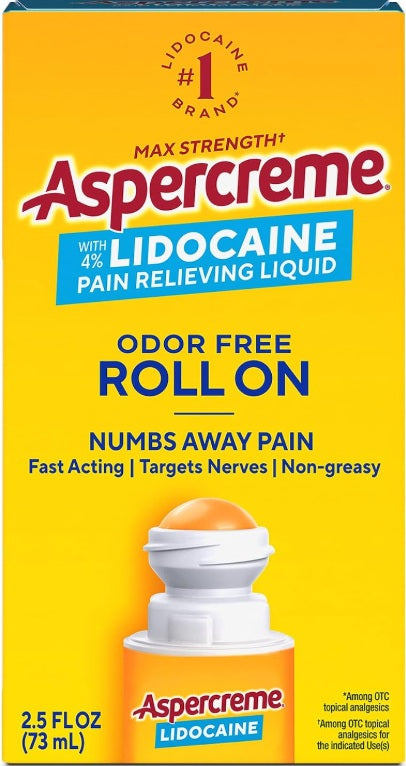 Aspercreme Max Strength 4% Lidocaine Roll-On – 2.5 oz