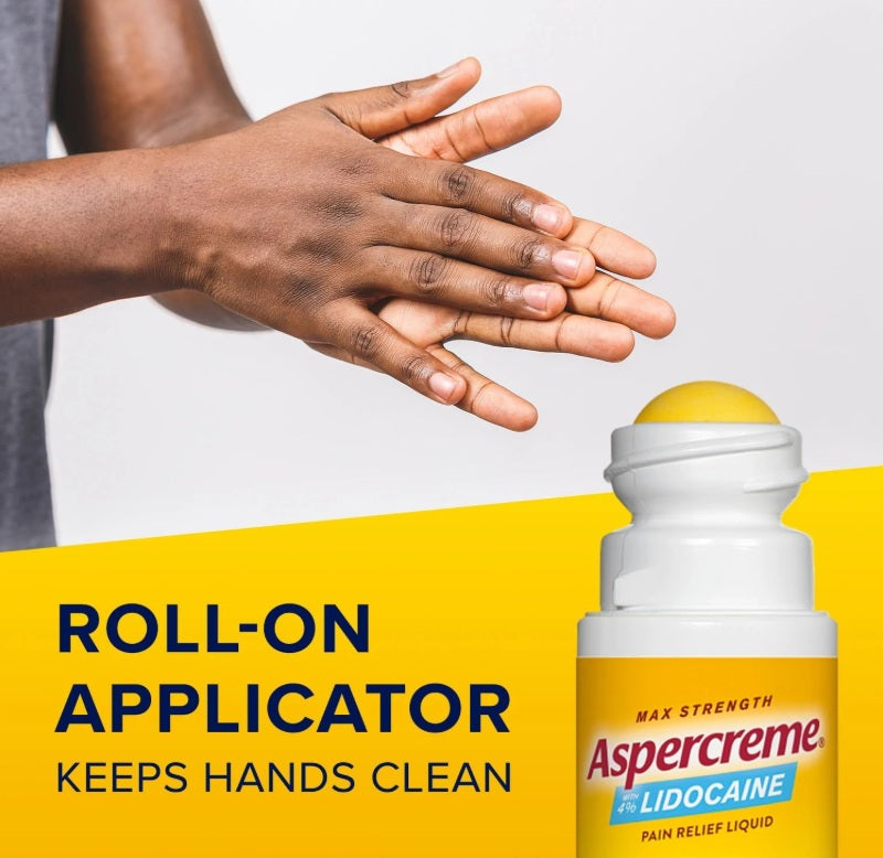 Aspercreme Max Strength 4% Lidocaine Roll-On – 2.5 oz