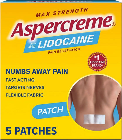 Aspercreme Max Strength Lidocaine Pain Relief Patches – 5 Count