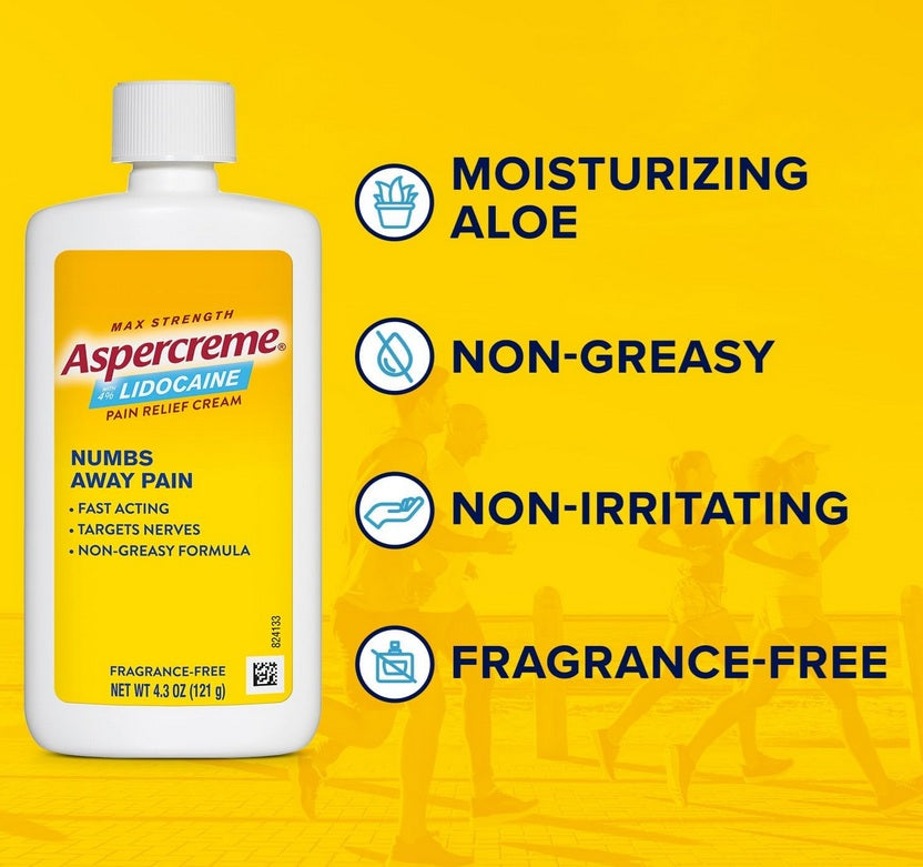 Aspercreme Lidocaine 4% Pain Relief Cream – 4.3 oz