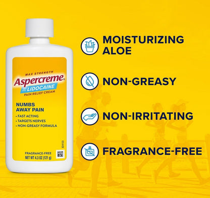 Aspercreme Lidocaine 4% Pain Relief Cream – 4.3 oz