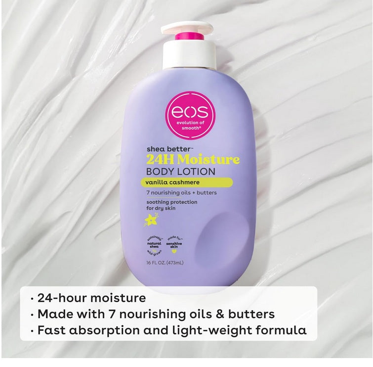 eos Vanilla Cashmere Body Lotion 16oz – 24hr Moisture