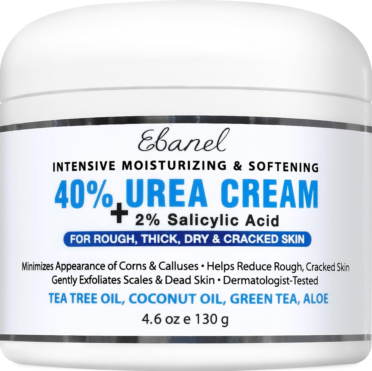 Jar of 40% Urea Cream with salicylic acid on a white background