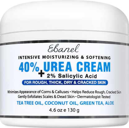 Jar of 40% Urea Cream with salicylic acid on a white background