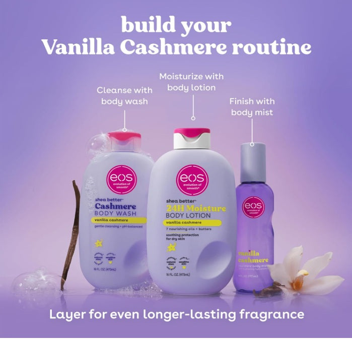 eos Shea Better Cashmere Vanilla Body Wash | Moisturising Cream Gel | Sensitive Skin | 400ml