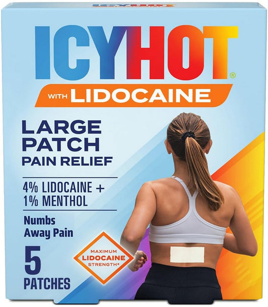 Icy Hot Max Strength Lidocaine 4% Pain Relief Patches – 5 Count