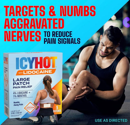 Icy Hot Max Strength Lidocaine 4% Pain Relief Patches – 5 Count